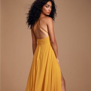 Mustard yellow backless maxi dress
